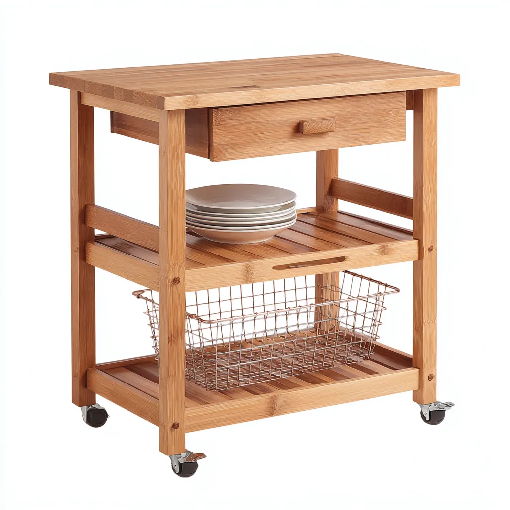 Dessertes et chariots - bois-métal - 68x45x88 cm - naturel - design fonctionnel-Casagetlab