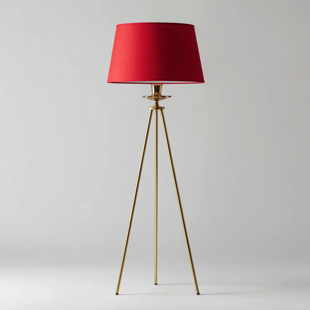 Lampadaire - métal-tissu - 50x50x165 cm - rouge-laiton - design classique-Casagetlab