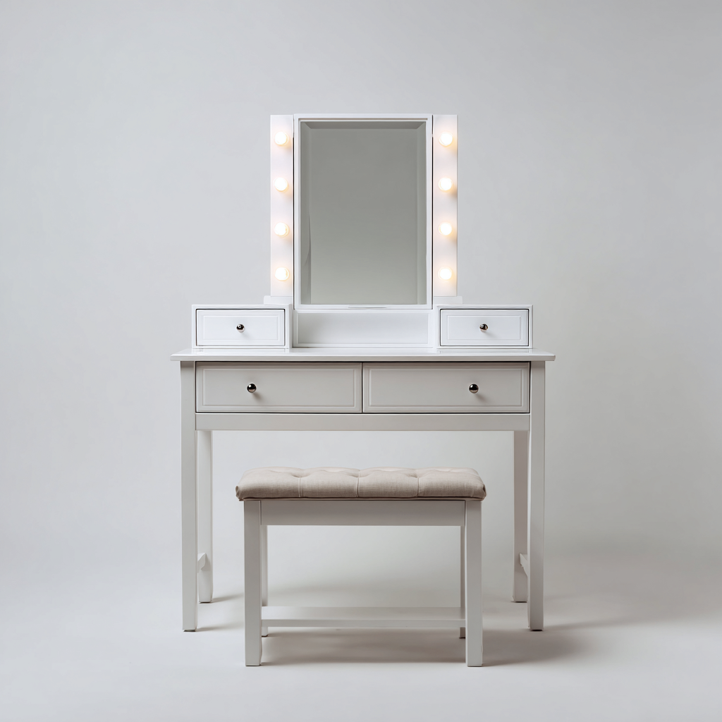 Coiffeuse-bois-110x45x148 cm-blanc-style moderne-Casagetlab