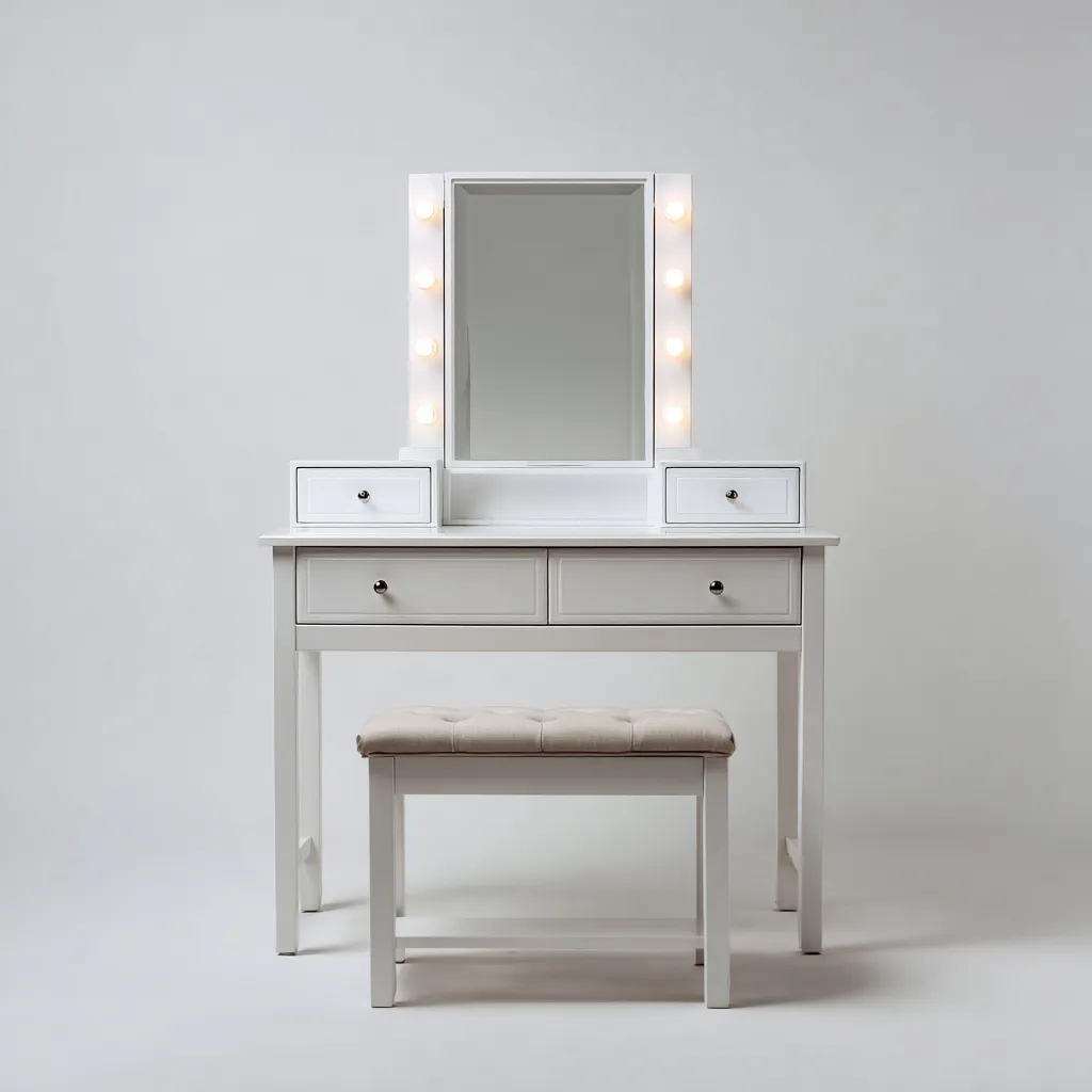 Coiffeuse-bois-110x45x148 cm-blanc-style moderne-Casagetlab