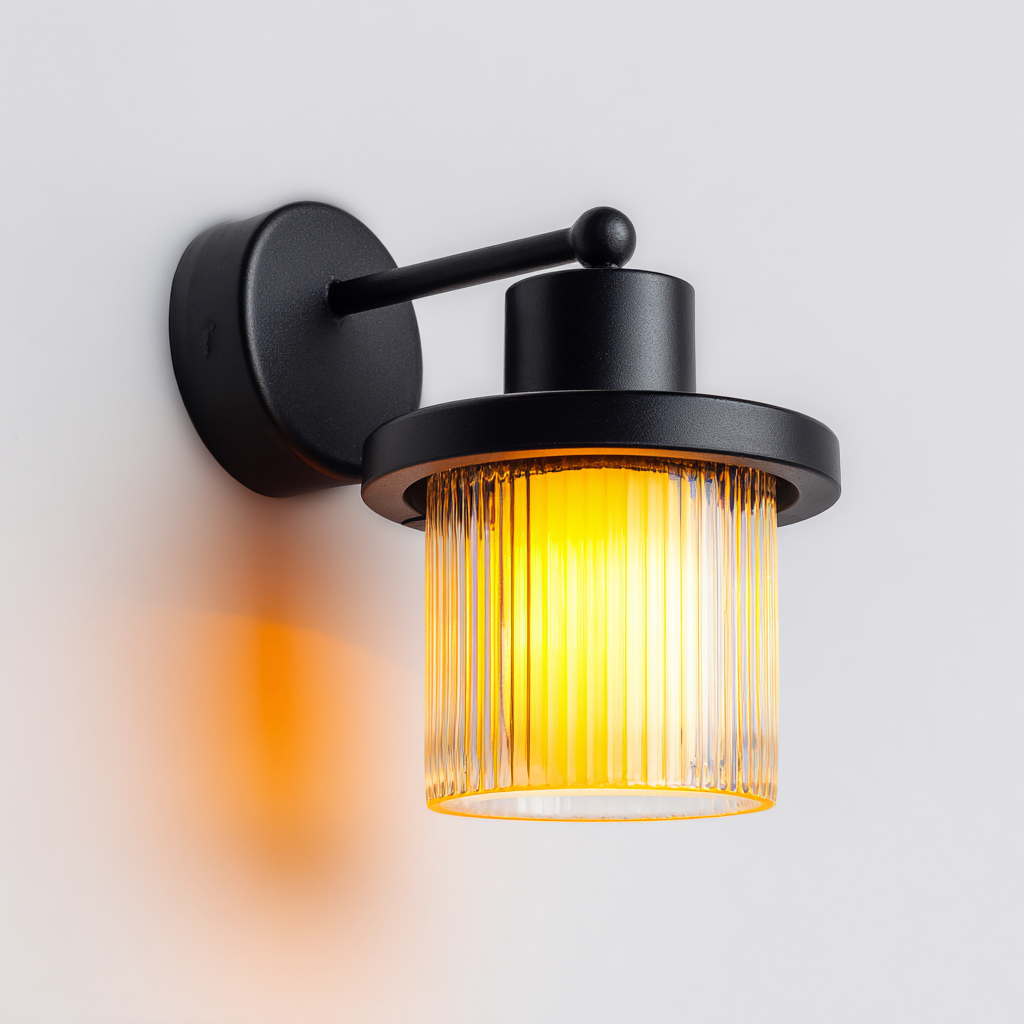 Applique murale - métal-verre - 22x14x18 cm - noir-ambre - design moderne-Casagetlab