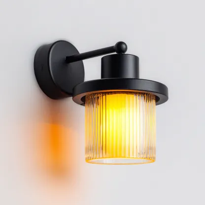 Applique murale - métal-verre - 22x14x18 cm - noir-ambre - design moderne-Casagetlab