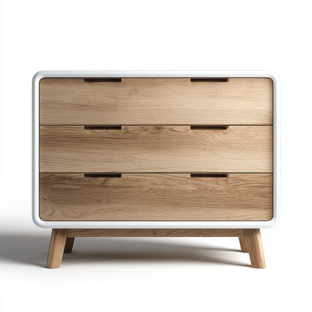 Commode - bois - 94x45x78 cm - blanc-chêne naturel - style scandinave-Casagetlab