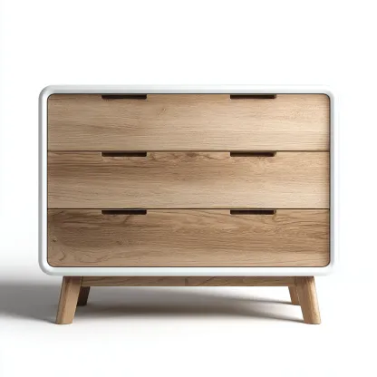 Commode - bois - 94x45x78 cm - blanc-chêne naturel - style scandinave-Casagetlab