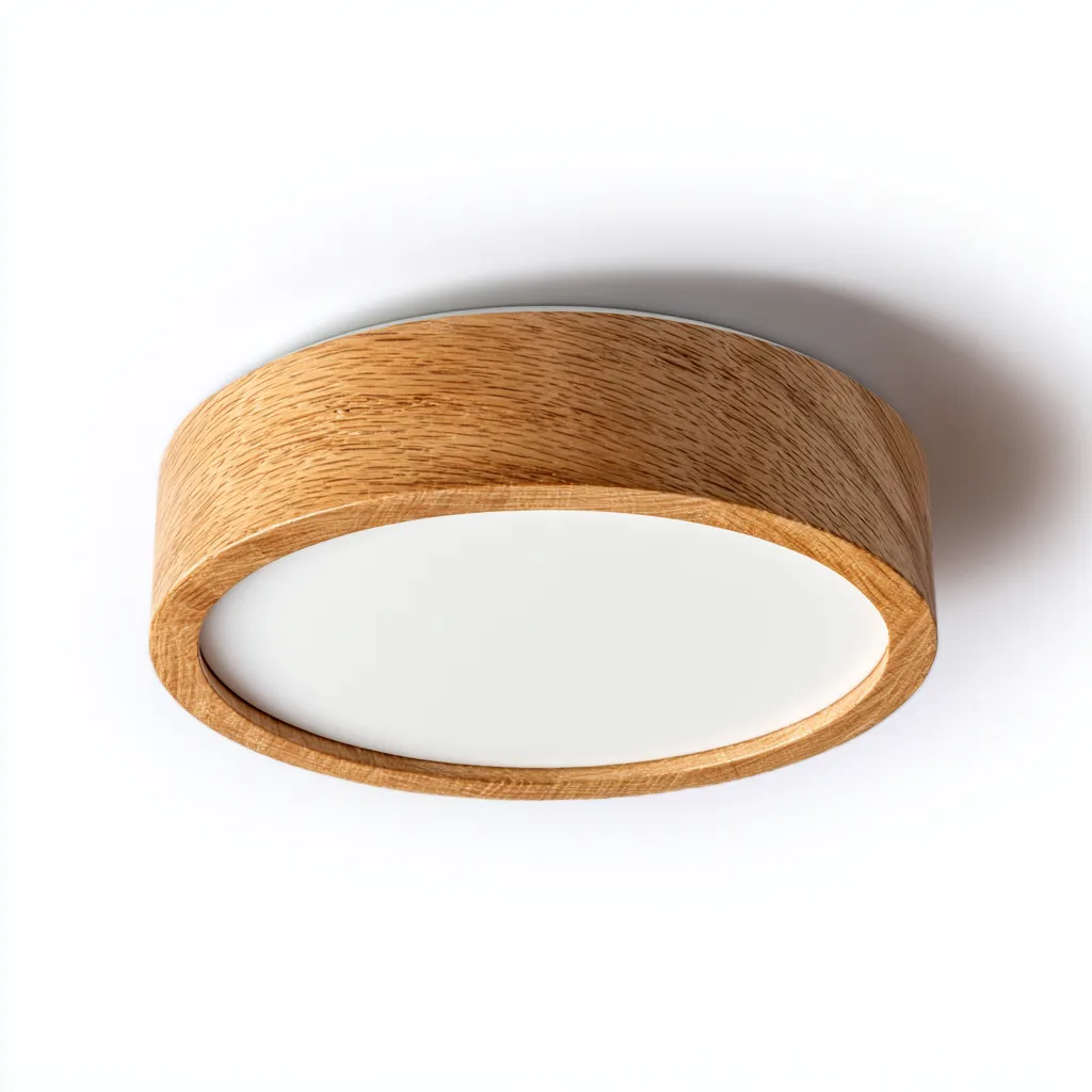 Plafonnier - bois-acrylique - 30x30x7 cm - chêne naturel-blanc - style minimaliste-Casagetlab