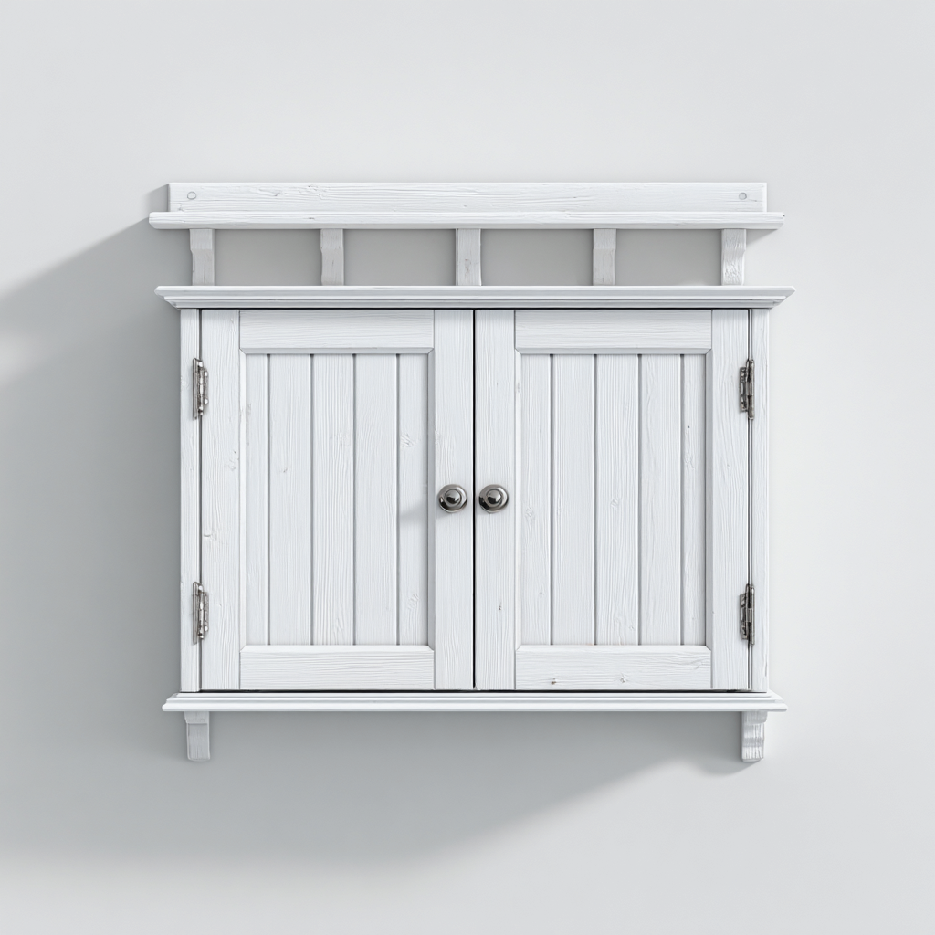 Rangement de salle de bain - bois - 58x18x70 cm - blanc - style classique-Casagetlab