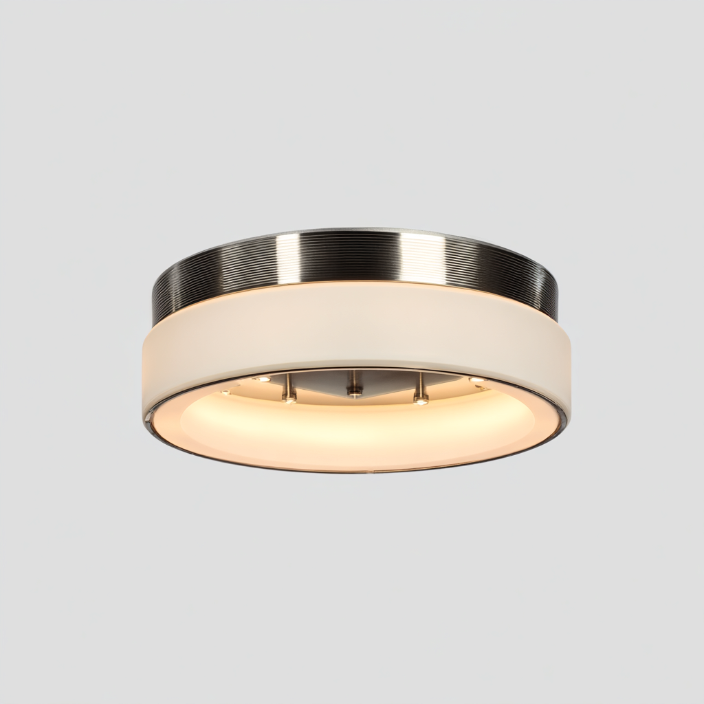 Plafonnier - métal-verre - 40x40x12 cm - argent-blanc - style moderne-Casagetlab