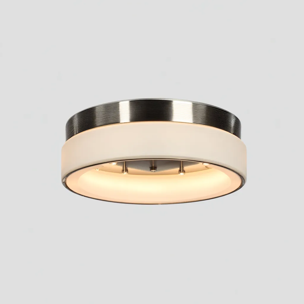 Plafonnier - métal-verre - 40x40x12 cm - argent-blanc - style moderne-Casagetlab