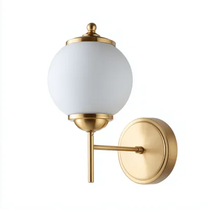 Applique murale - métal-verre - 24x16x18 cm - laiton-blanc - design moderne-Casagetlab