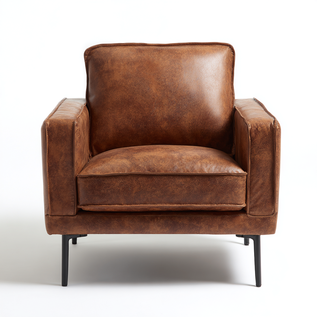 Fauteuil - cuir - 86x82x80 cm - brun - style moderne-Casagetlab