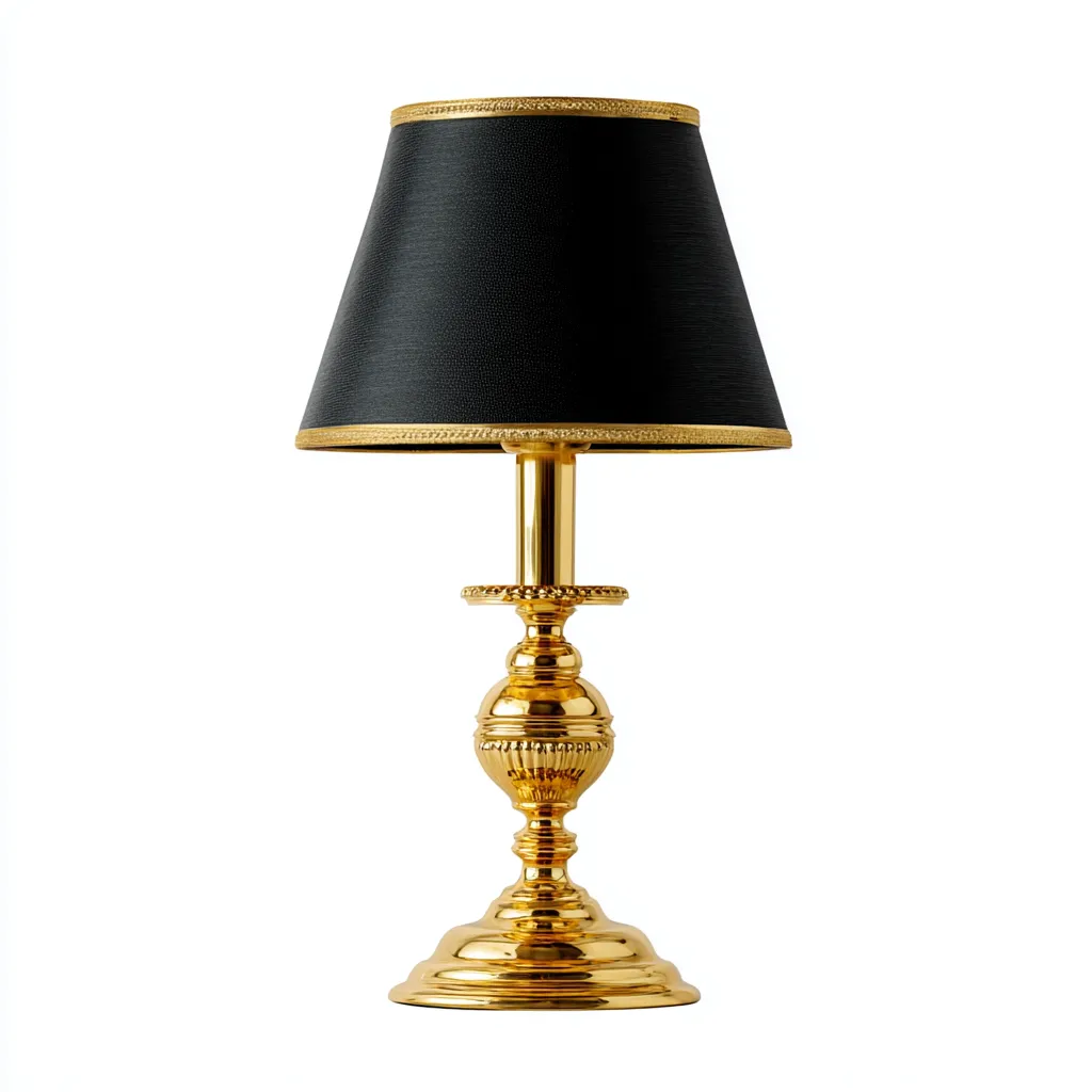 Lampe de table - métal-tissu - 20x20x38 cm - noir-or - style classique-Casagetlab