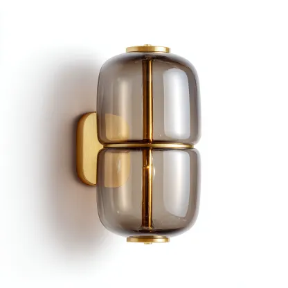 Applique murale - métal-verre - 30x14x20 cm - laiton-fumé - design moderne-Casagetlab