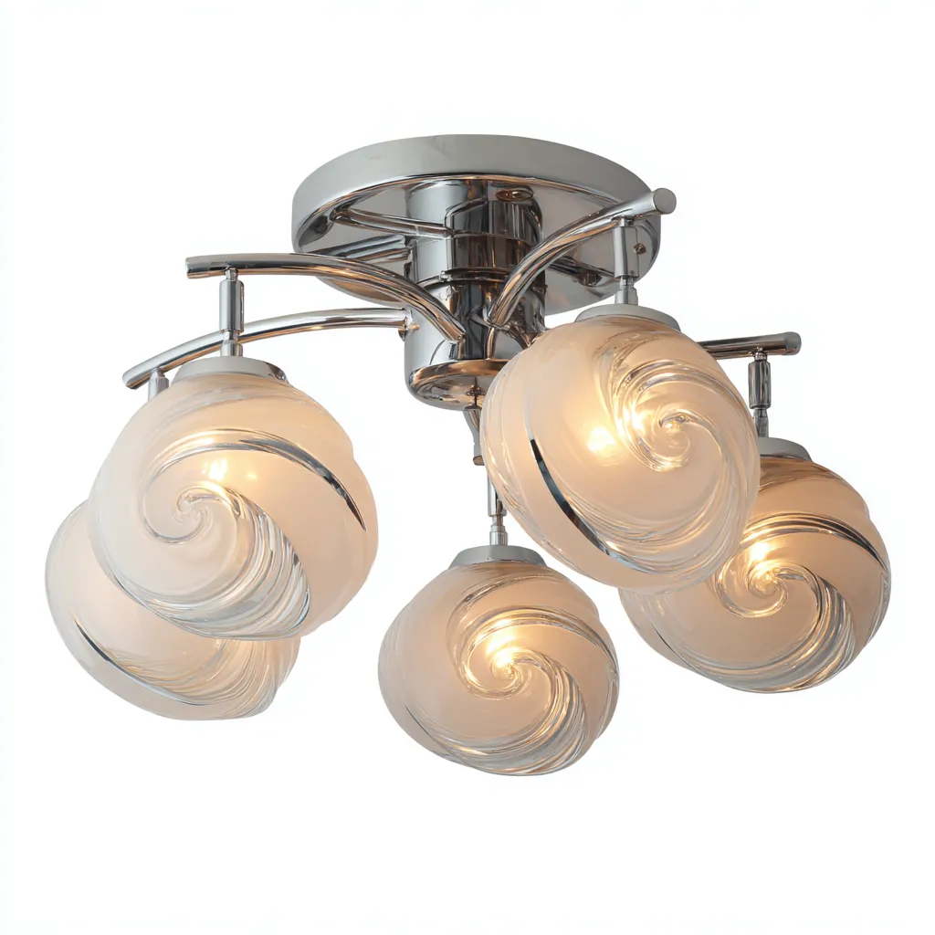 Plafonnier - métal-verre - 42x42x20 cm - chrome-blanc - style contemporain-Casagetlab