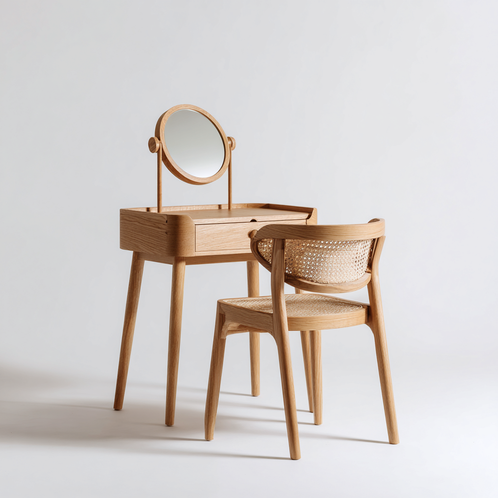 Coiffeuse-bois-72x40x126 cm-chêne naturel-style scandinave-Casagetlab