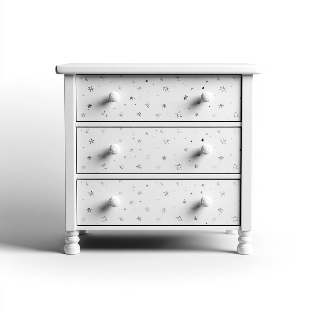Commode - bois - 60x40x70 cm - blanc motifs étoiles - style enfant-Casagetlab