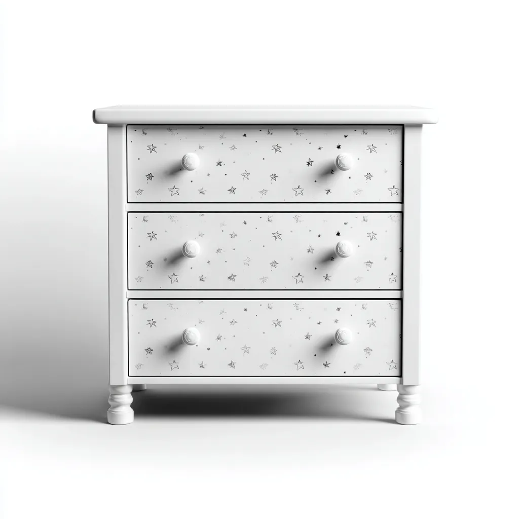 Commode - bois - 60x40x70 cm - blanc motifs étoiles - style enfant-Casagetlab