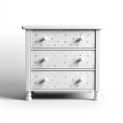 Commode - bois - 60x40x70 cm - blanc motifs étoiles - style enfant-Casagetlab