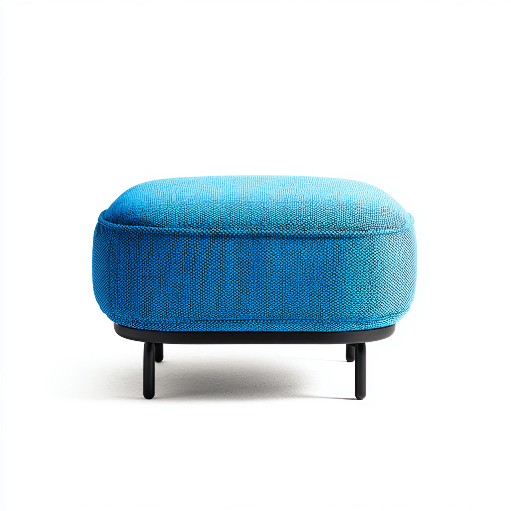 Pouf - tissu-métal - 48x48x32 cm - bleu - style moderne-Casagetlab
