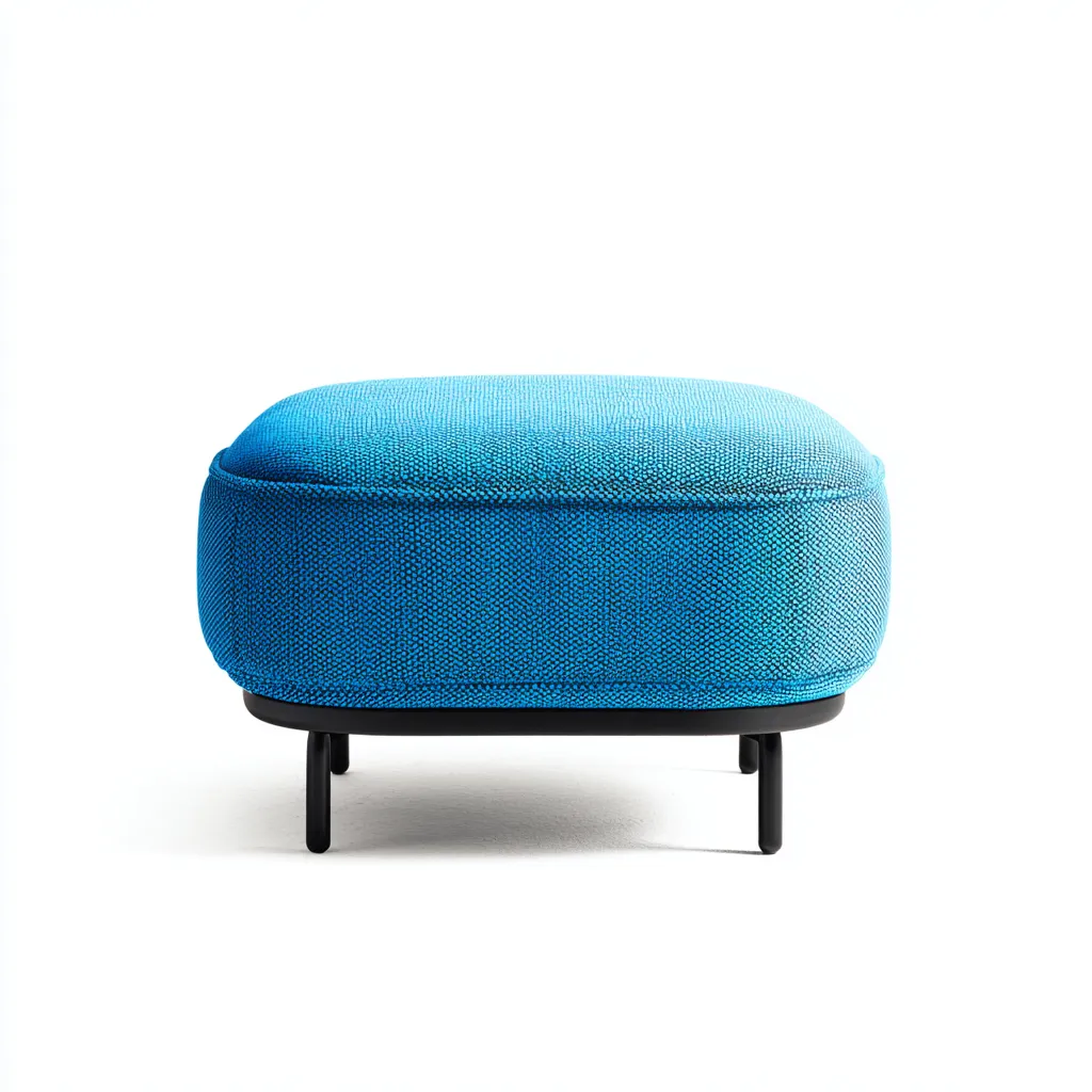 Pouf - tissu-métal - 48x48x32 cm - bleu - style moderne-Casagetlab