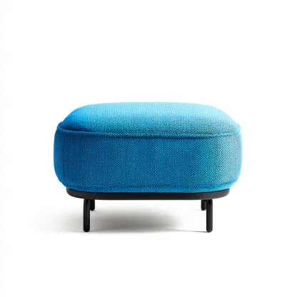 Pouf - tissu-métal - 48x48x32 cm - bleu - style moderne-Casagetlab