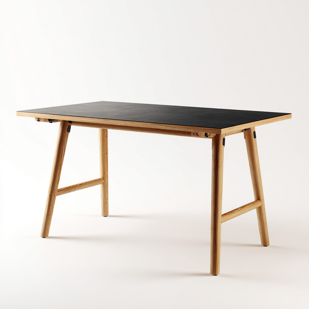 Bureau - bois - 150x75x76 cm - chêne naturel-noir - design minimaliste-Casagetlab
