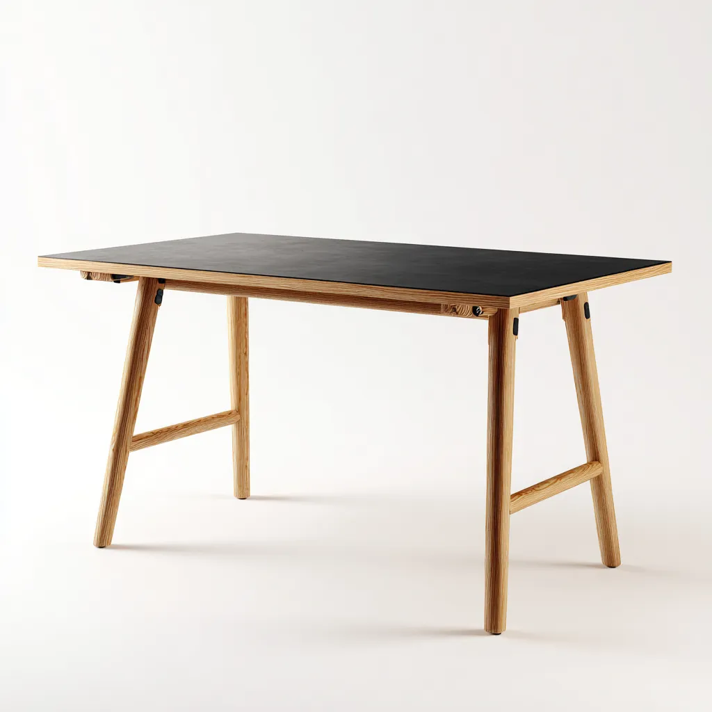 Bureau - bois - 150x75x76 cm - chêne naturel-noir - design minimaliste-Casagetlab