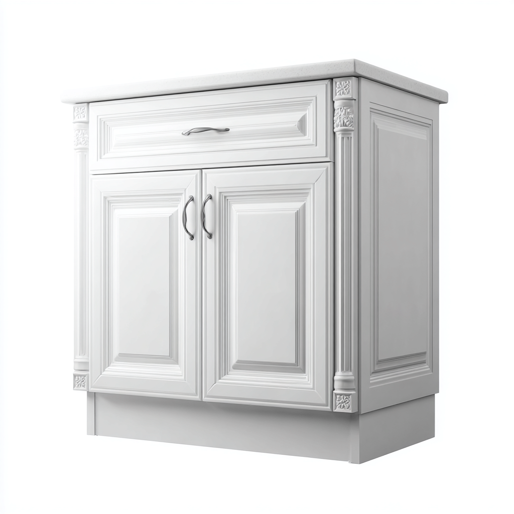 Meuble de rangement de cuisine - bois - 90x55x85 cm - blanc - style classique-Casagetlab