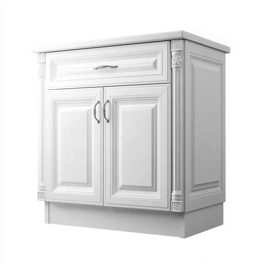 Meuble de rangement de cuisine - bois - 90x55x85 cm - blanc - style classique-Casagetlab