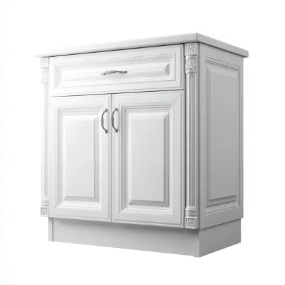 Meuble de rangement de cuisine - bois - 90x55x85 cm - blanc - style classique-Casagetlab