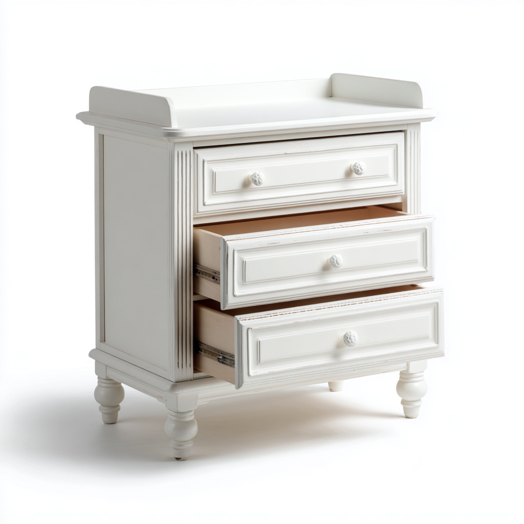 Commode - bois - 80x45x95 cm - blanc - style classique-Casagetlab