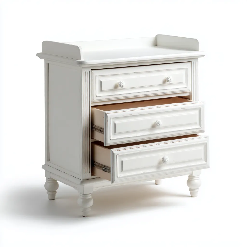 Commode - bois - 80x45x95 cm - blanc - style classique-Casagetlab