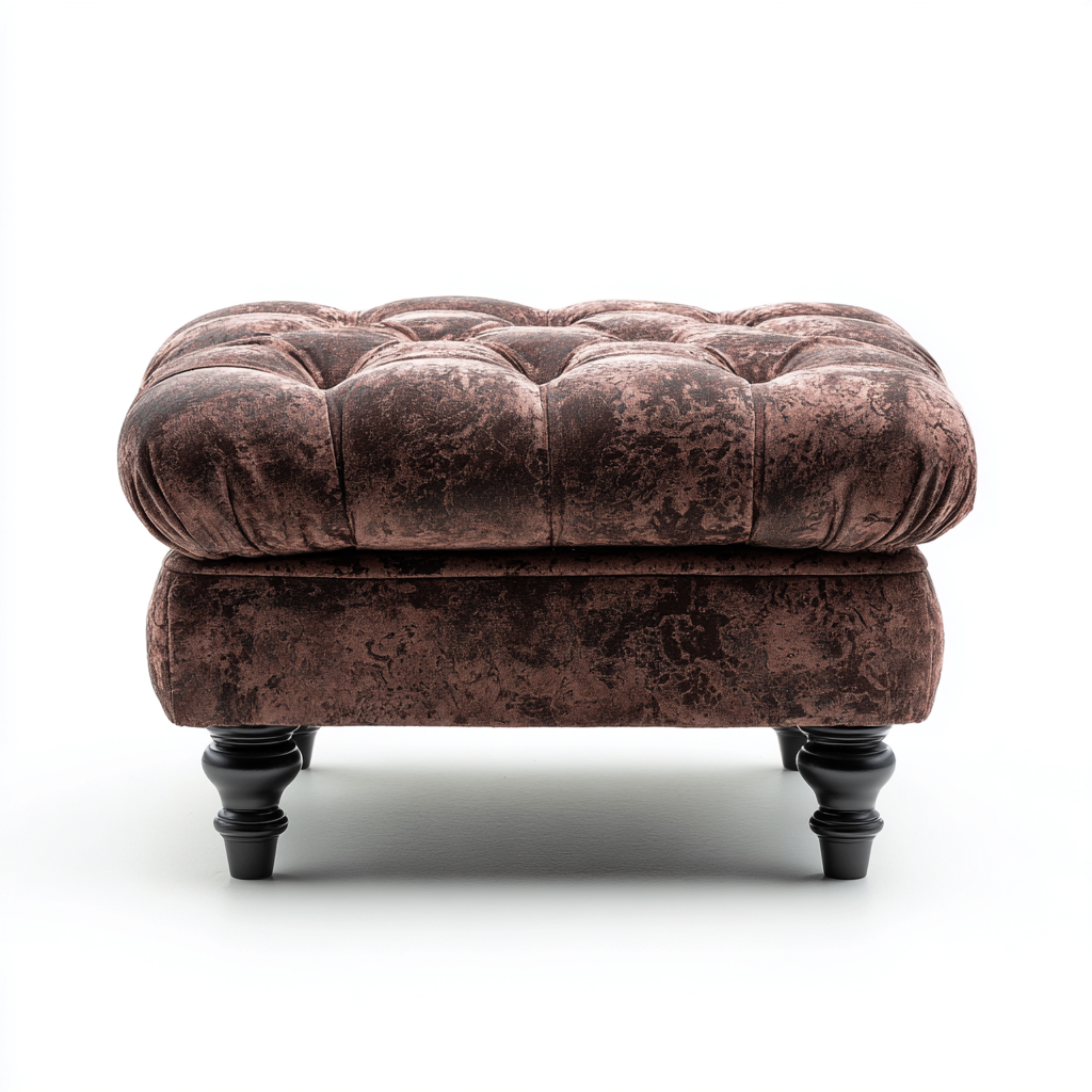 Pouf - velours-bois - 68x48x42 cm - marron - style classique-Casagetlab