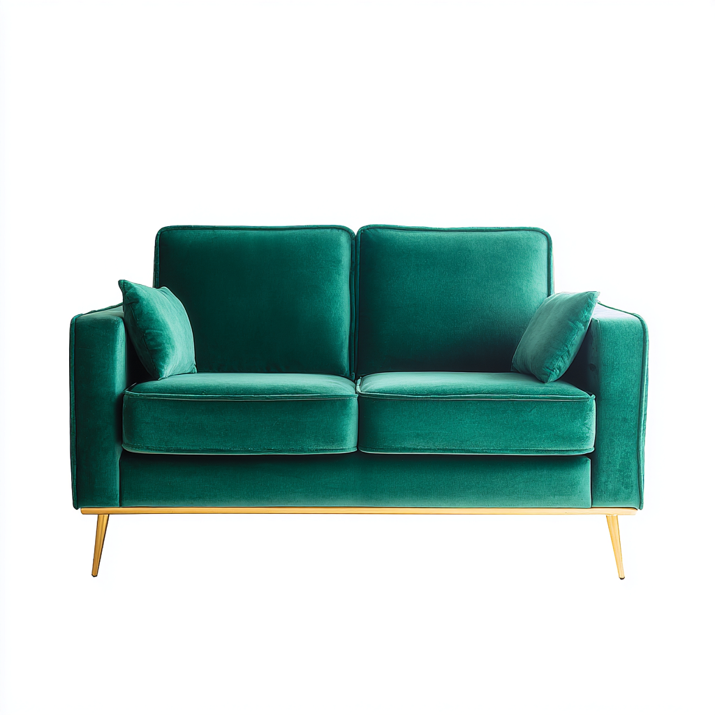Canapé droit - velours - 170x82x85 cm - vert émeraude - style contemporain-Casagetlab