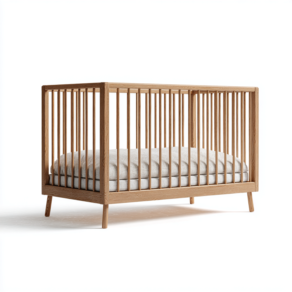 Lit bébé - bois - 127x66x92 cm - naturel - design moderne-Casagetlab