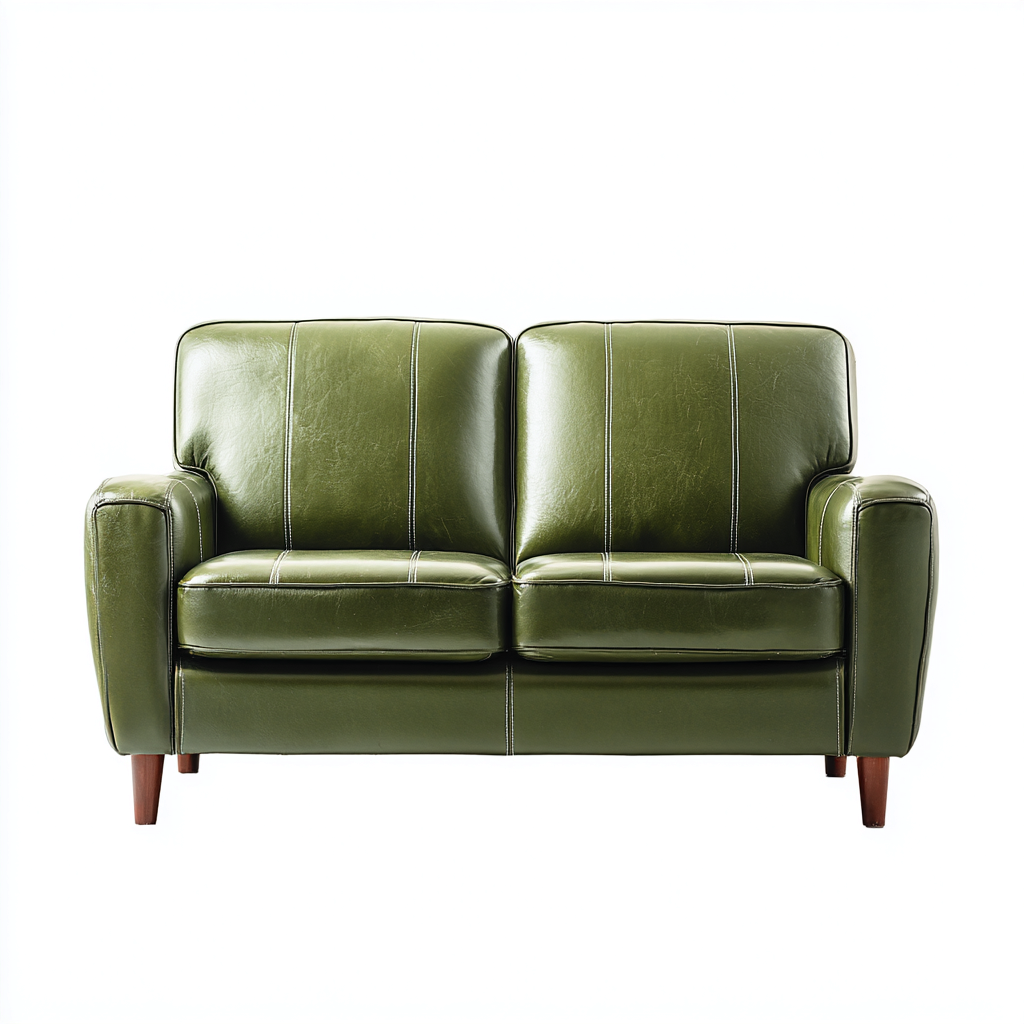Canapé droit - cuir - 162x82x86 cm - vert - style rétro contemporain-Casagetlab