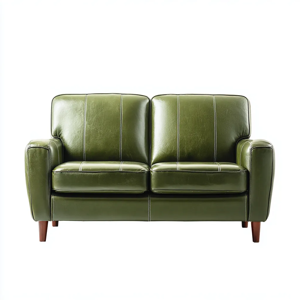 Canapé droit - cuir - 162x82x86 cm - vert - style rétro contemporain-Casagetlab