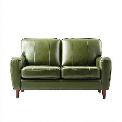 Canapé droit - cuir - 162x82x86 cm - vert - style rétro contemporain-Casagetlab