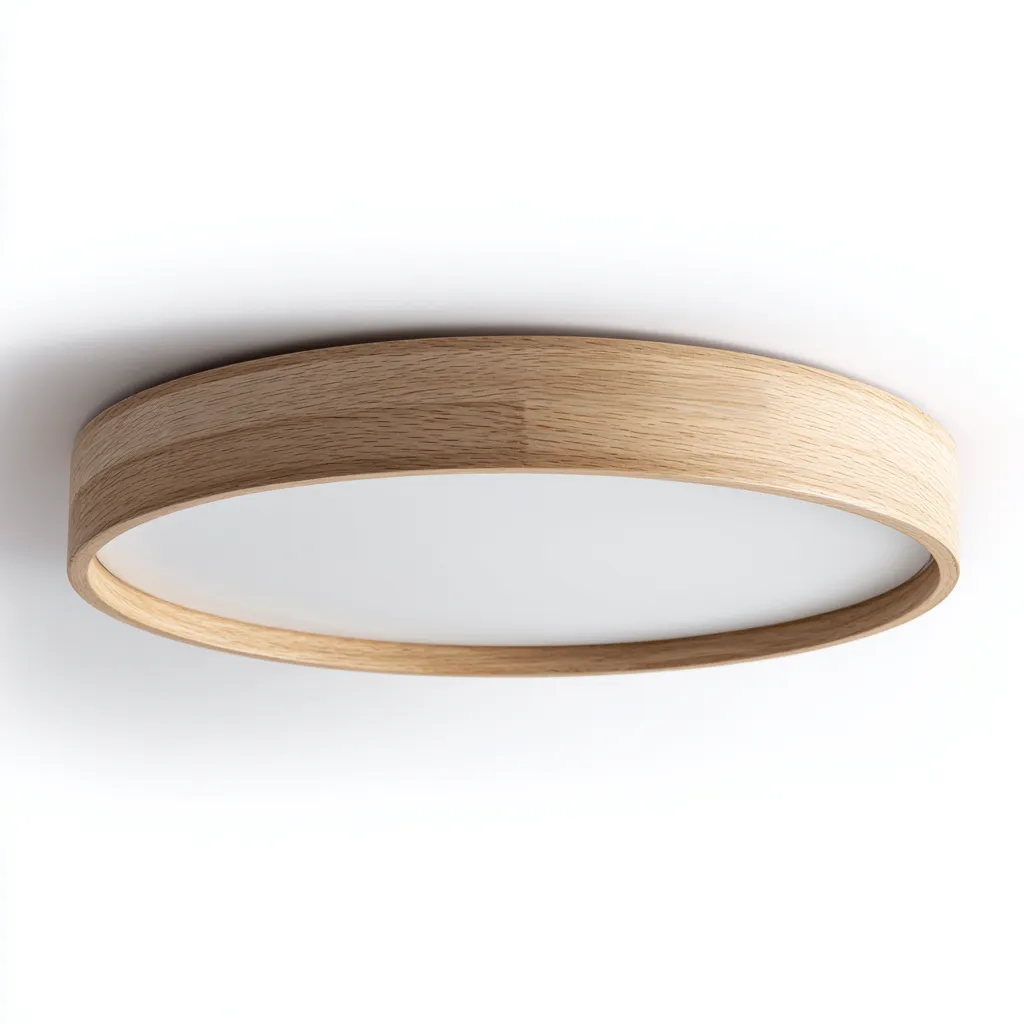 Plafonnier - bois-acrylique - 45x45x6 cm - chêne naturel-blanc - style minimaliste-Casagetlab