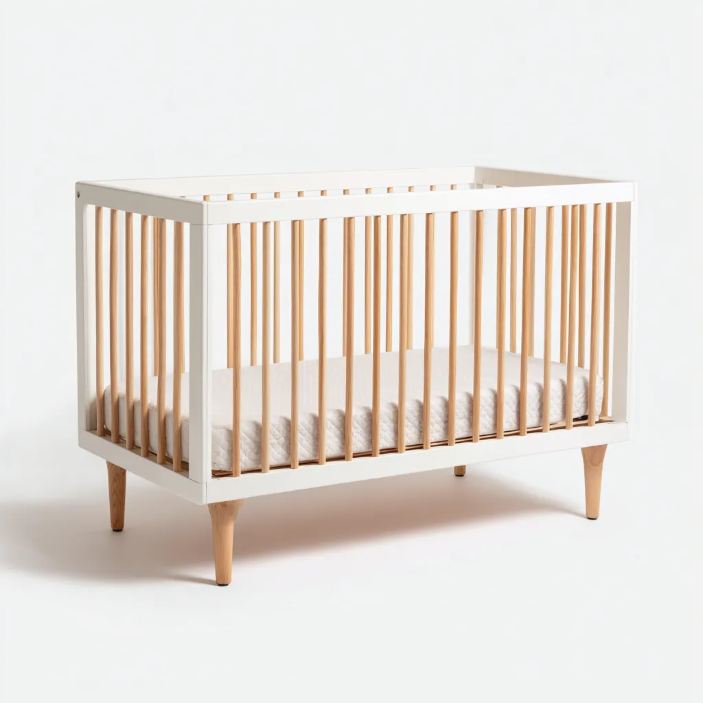 Lit bébé - bois - 126x66x90 cm - blanc-naturel - design moderne-Casagetlab
