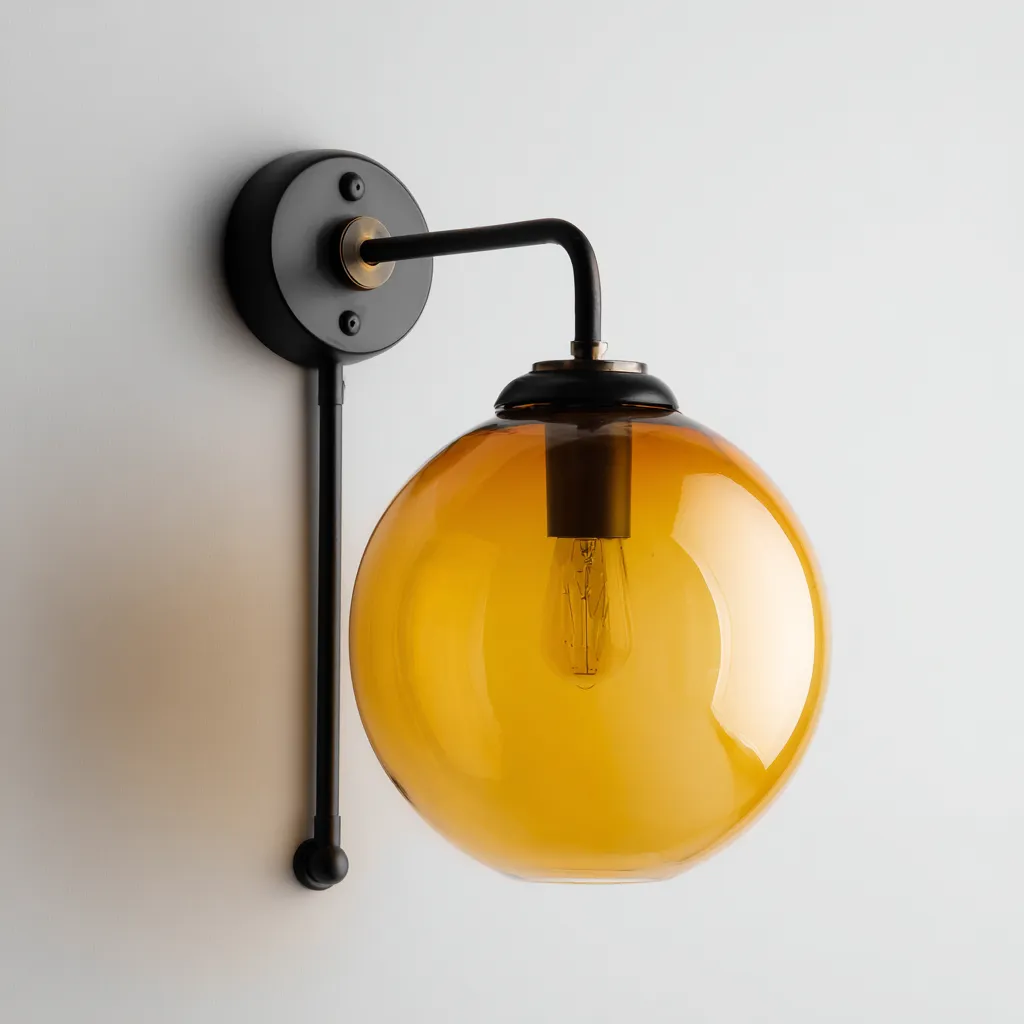 Applique murale - métal-verre - 32x18x22 cm - noir-ambre - design moderne-Casagetlab