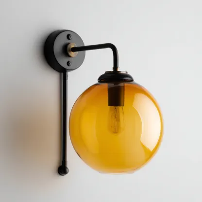 Applique murale - métal-verre - 32x18x22 cm - noir-ambre - design moderne-Casagetlab