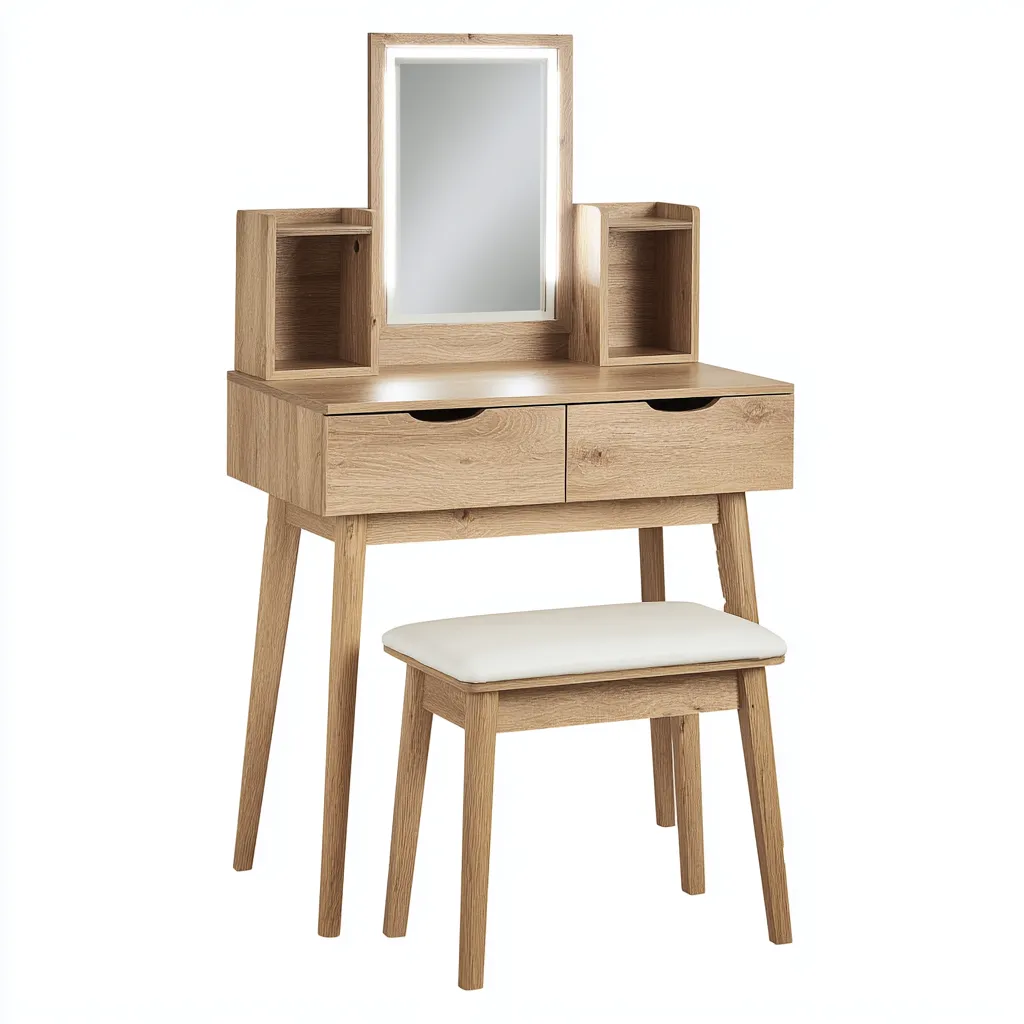 Coiffeuse-bois-80x43x132 cm-chêne naturel-style moderne-Casagetlab