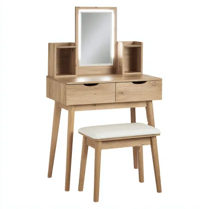 Coiffeuse-bois-80x43x132 cm-chêne naturel-style moderne-Casagetlab