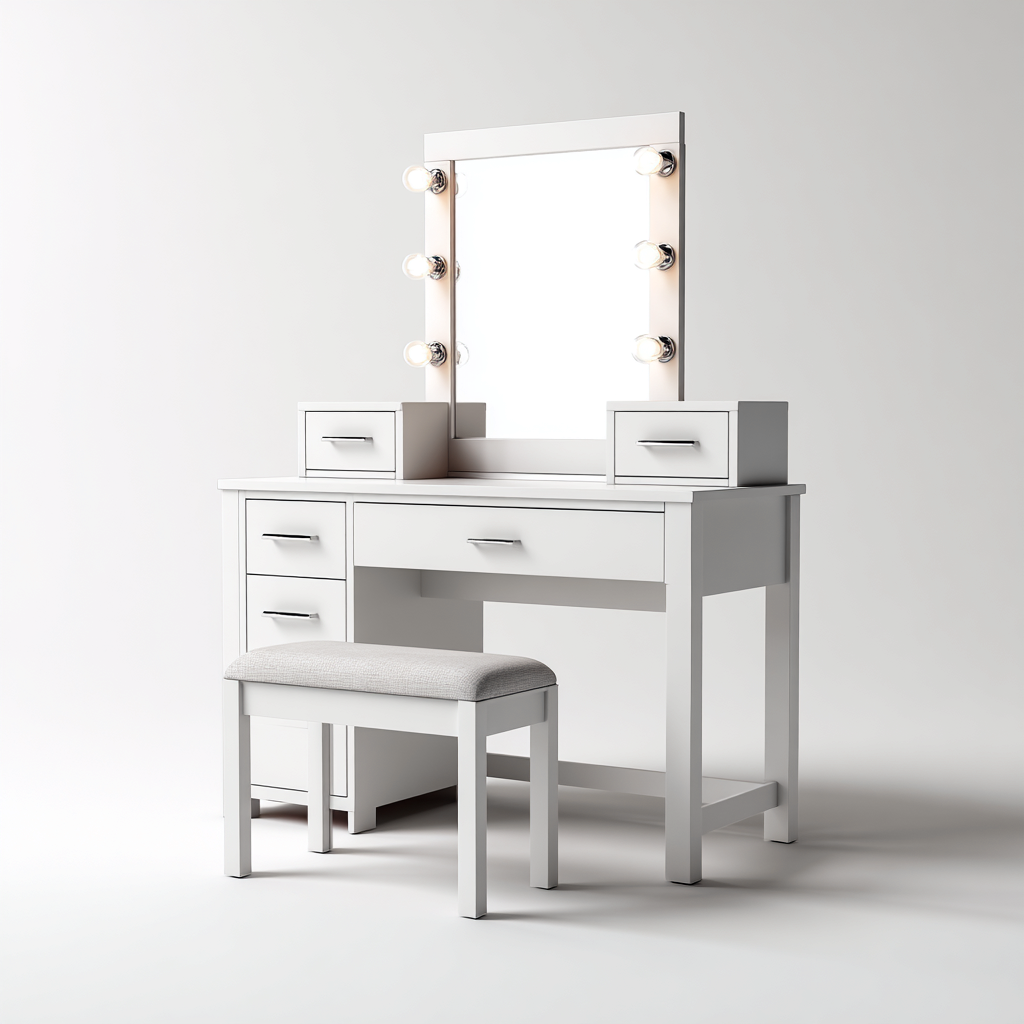 Coiffeuse-bois-118x46x152 cm-blanc-style moderne-Casagetlab