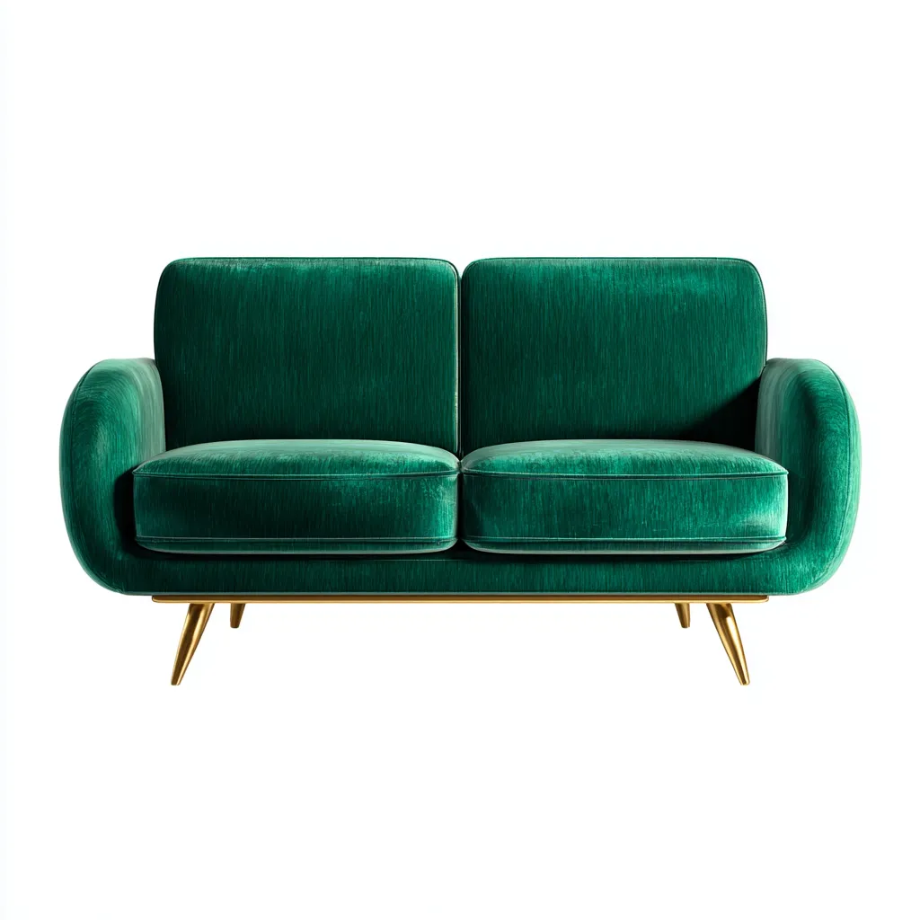 Canapé droit - velours - 178x86x87 cm - vert émeraude - style moderne-Casagetlab