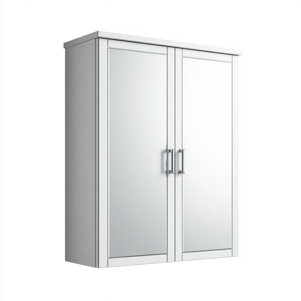Rangement de salle de bain - bois-MDF-verre - 55x15x70 cm - blanc - armoire miroir contemporaine-Casagetlab