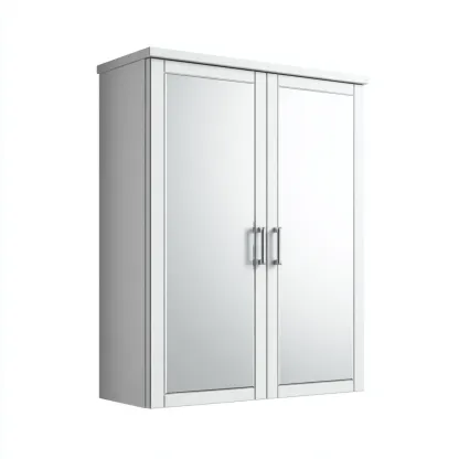 Rangement de salle de bain - bois-MDF-verre - 55x15x70 cm - blanc - armoire miroir contemporaine-Casagetlab