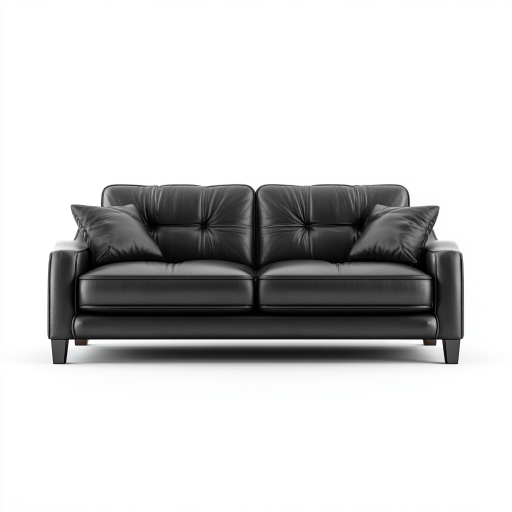 Canapé droit - cuir - 192x88x87 cm - noir - style contemporain-Casagetlab