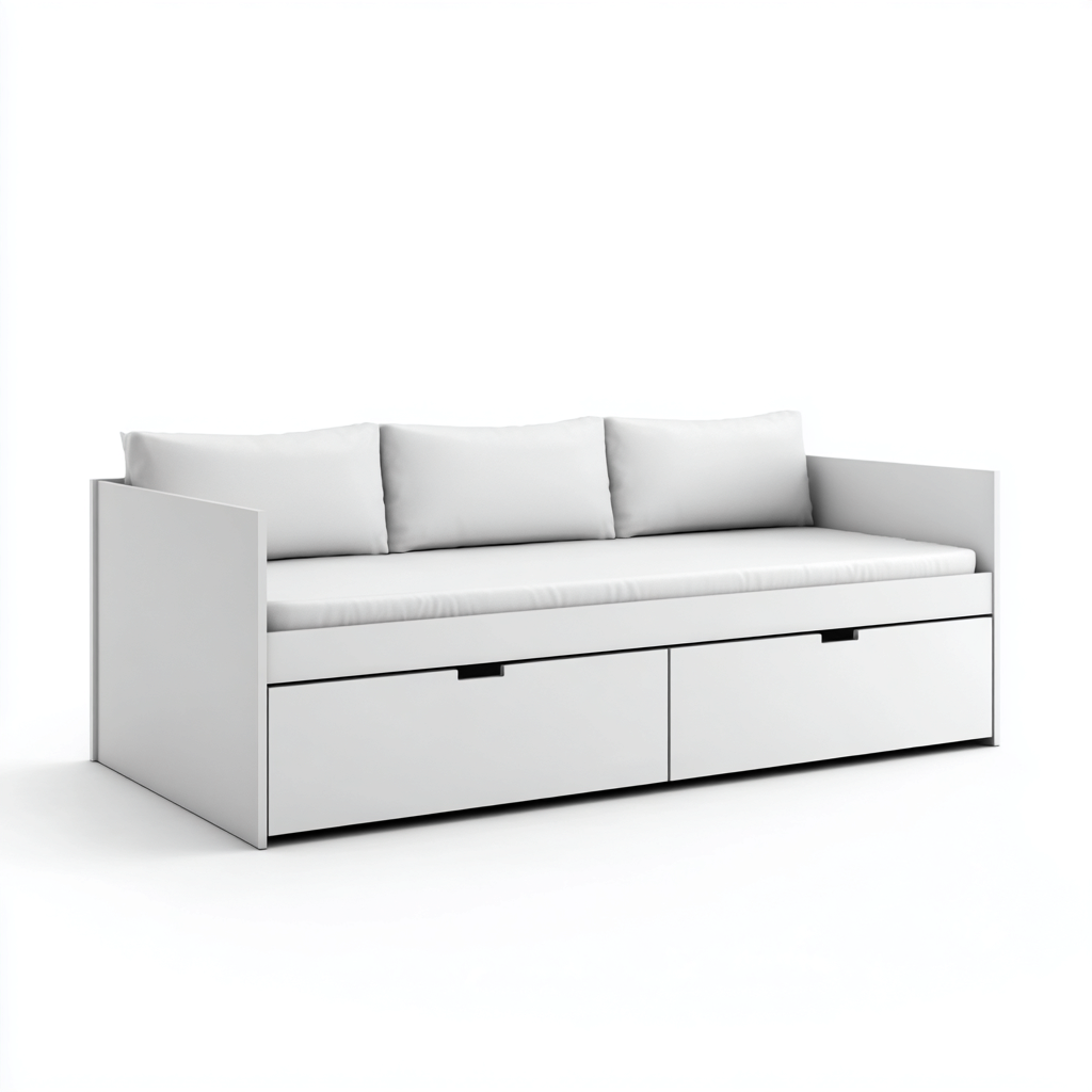 Canapé lit-bois-tissu-197x94x78 cm-blanc-design moderne-Casagetlab