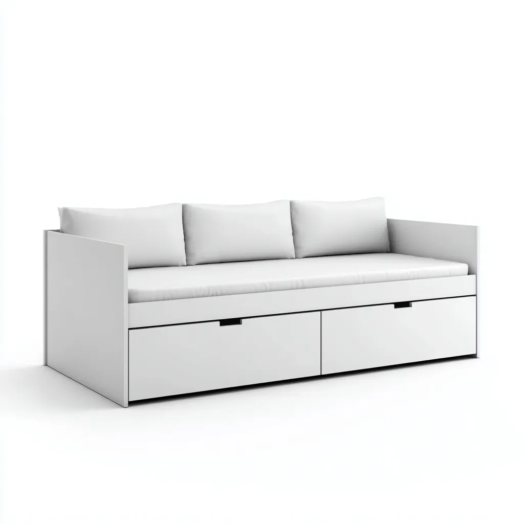 Canapé lit-bois-tissu-197x94x78 cm-blanc-design moderne-Casagetlab
